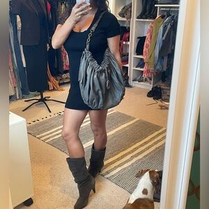 BCBG Gray Leather Women's shoulder hobo Bag